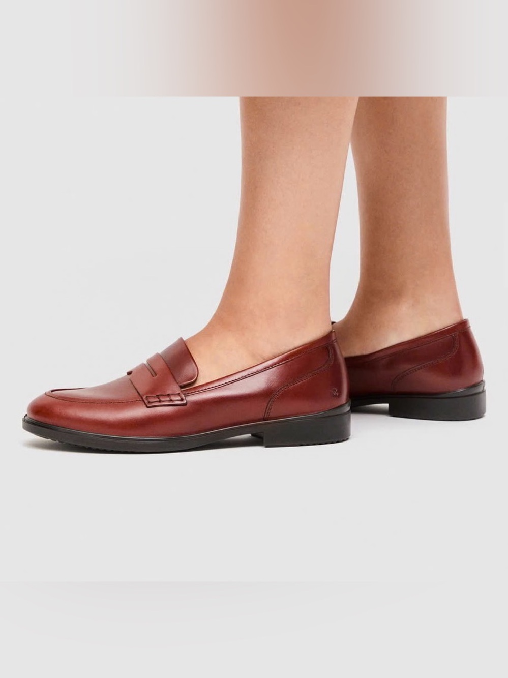 Ecco Women's Cognac Brown Leather Penny Loafers
